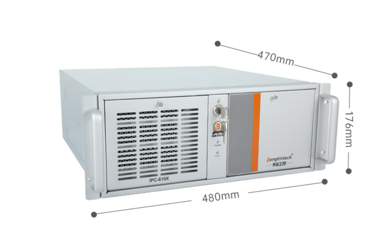 　這款機(jī)器采用了DT-610X機(jī)箱和DT-WR680MA主板。整體為銀灰色。采用了熱浸鍍鋅薄鋼板，防銹、耐候性強(qiáng)。并且它的防銹蝕性特別好，-般環(huán)境防蝕效果可達(dá)30-50年，熱浸鍍鋅薄鋼板外形美觀，加工容易。尺寸為430（481.6帶耳朵）*470*176mm（寬*深*高）,約重23kg，便于搬運(yùn)。